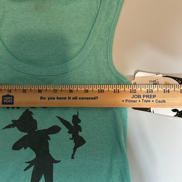 Disney Tinker Bell Tank Top Small Aqua Scoop Neck Ribbed Fairycore Y2K - Picture 5 of 6